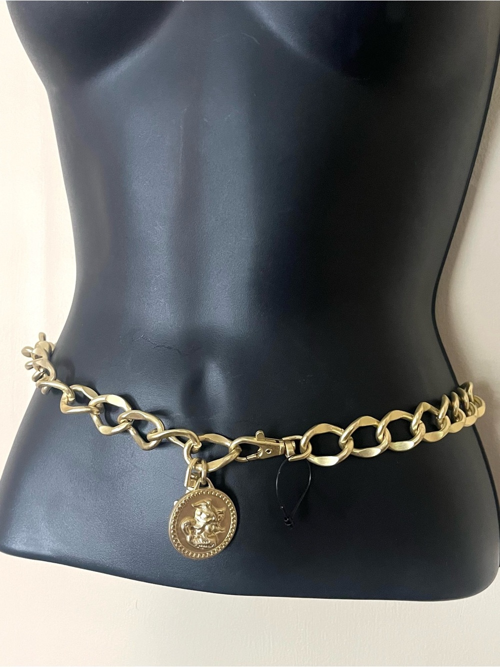 Y2k chain belt 38” chunky gold muted medallion coin adjustable